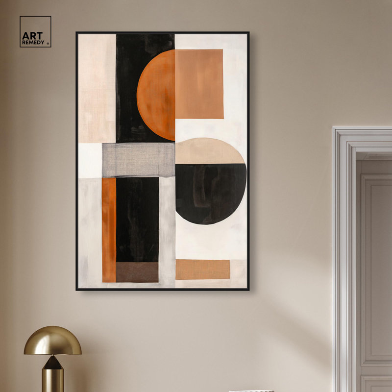 Toile «Divided Circle I» par Art Remedy, H 46 po x l 31 po, Cadre flottant noir