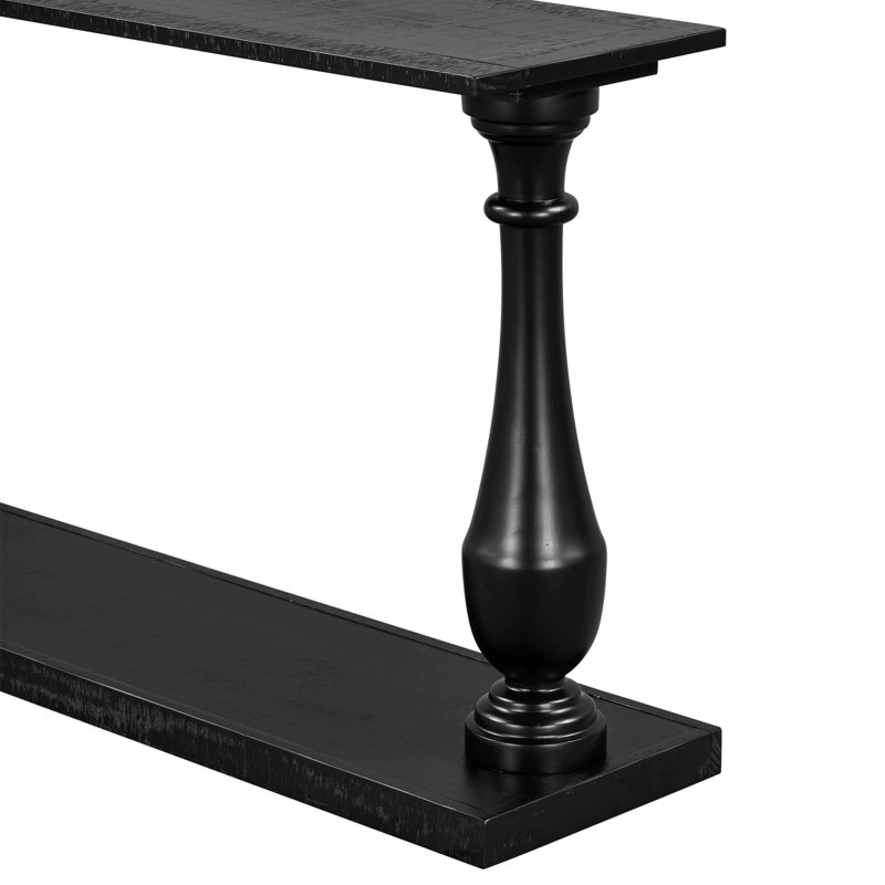 Console, table étroite avec tablette inférieure pour le salon, le vestibule, la chambre à coucher, Noir