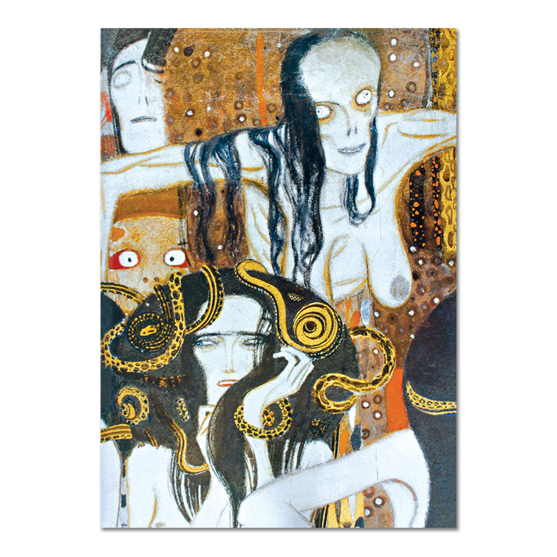 The Gorgon by Gustav Klimt - No Frame Painting on Glass, 95cm H x 65cm W