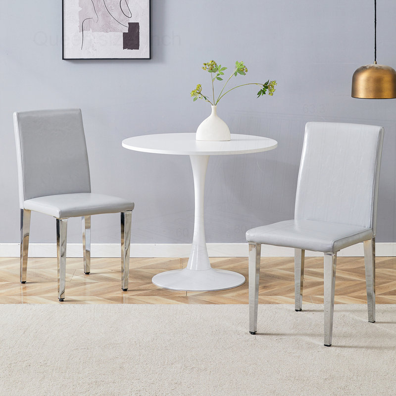 Ensemble de 2 chaises de salle à manger en polyuréthane, Argent, Gris clair, 2