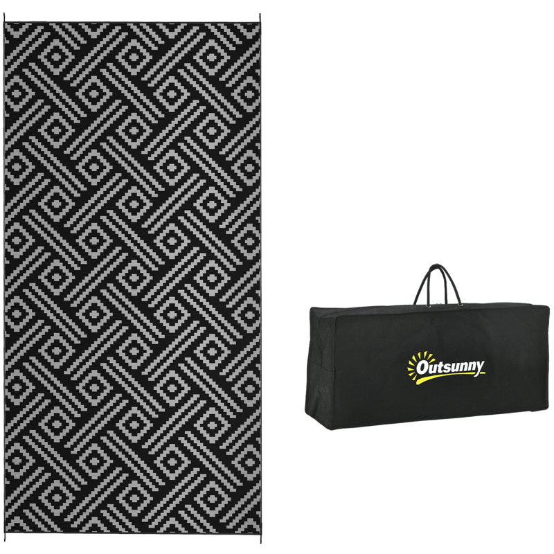 Outsunny Reversible Outdoor Rug, Runner 9' x 18'