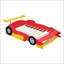 Lit plateforme pleine grandeur en forme de voiture de course avec roues, conception durable et amusante pour les chambres d'enfants