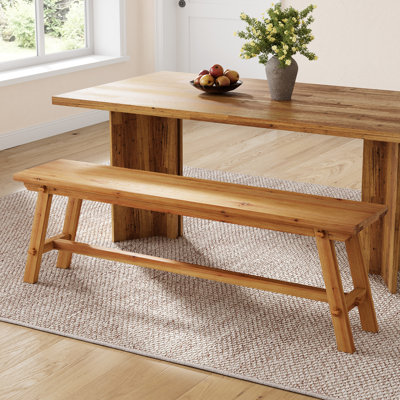 55.12" Solid Wood Dining Bench, Farmhouse Bench for Dining Room