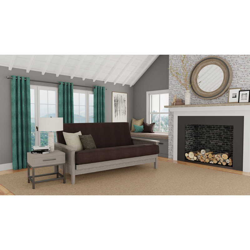 Housse pour futon à coussins carrés Leupp, Double, Grain de café