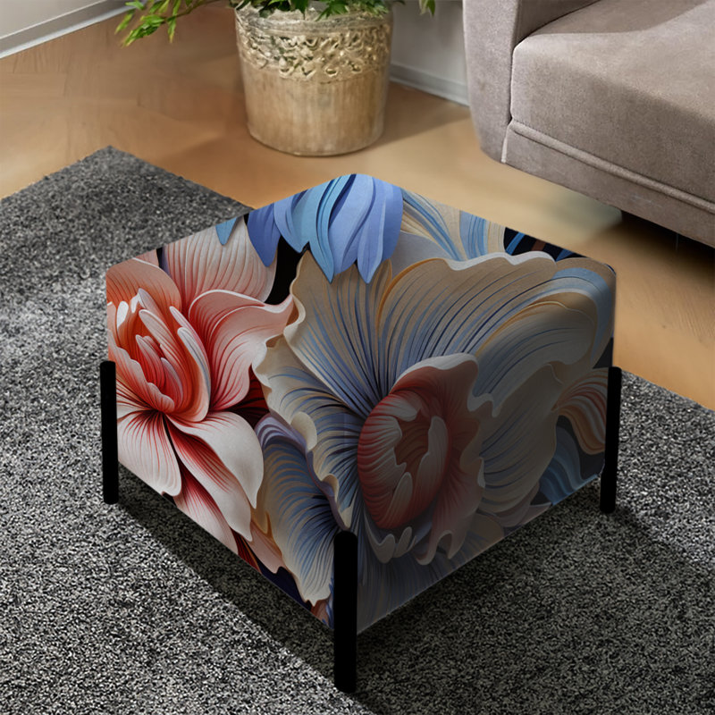 Motif floral méditerranéen évasion méditerranéenne - repose-pieds carré floral