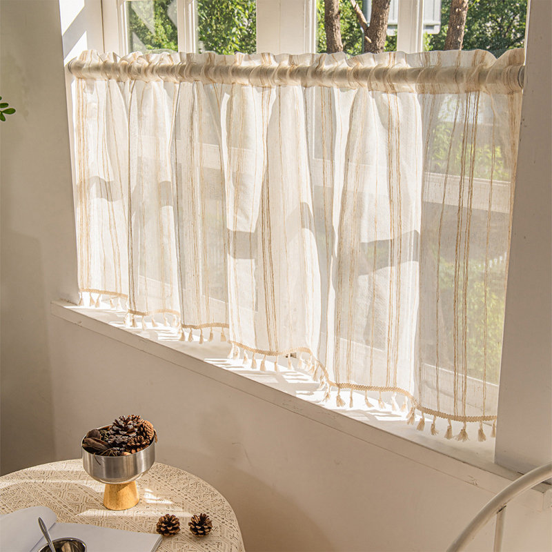 Kbndieu Valance Curtains for Kitchen Window Light Blocking Short Rod Pocket Curtain Panels for Small Window Bathroom Basement