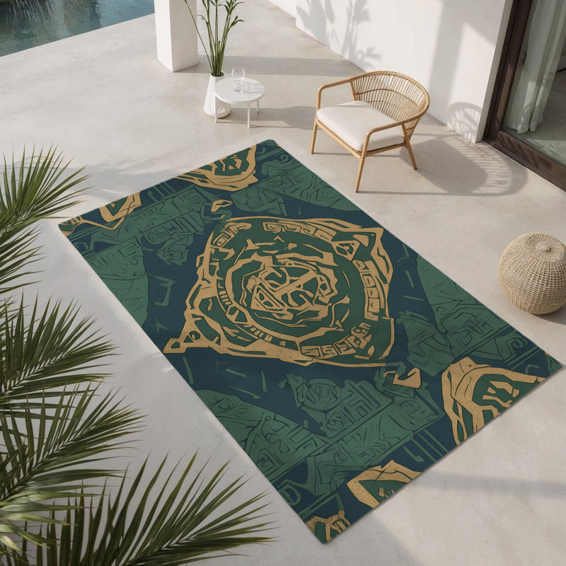 Radiant Shrine Indoor And Outdoor Area Rug, Rectangle 1'6" x 2'6"