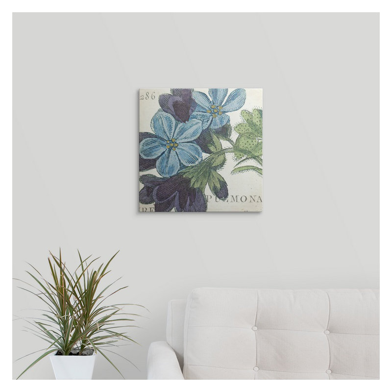 « blue floral », impression, H 35 po x l 35 po x P 1,5 po, Toile
