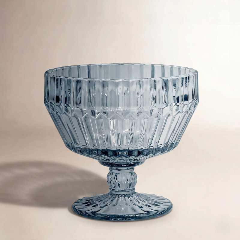 Fortessa Archie Glass, 10 Ounce Footed Dessert Bowl (Set of 6), Pink, Dusk Gray
