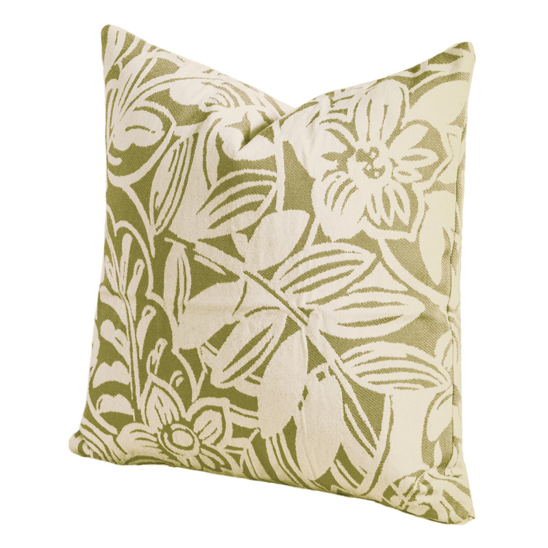 Tropics Floral Outdoor Throw Pillow, 20" H x 20" W x 6" D, Grass