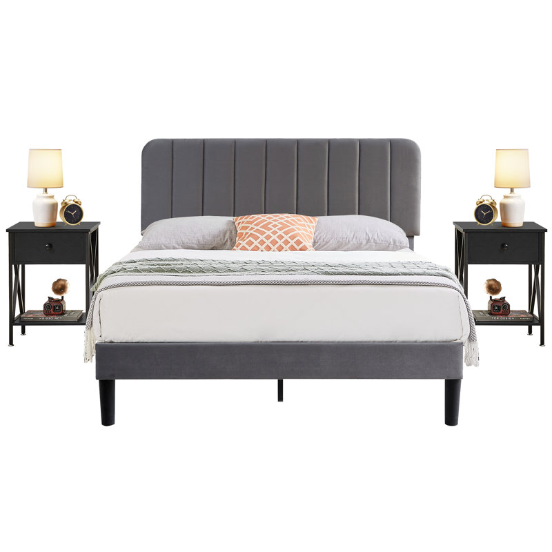 Ensemble de chambre à coucher standard 3 pièces Iron, Grand, Noir