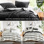 Édredon à rayures et courtepointe - double / grand, microfibre, literie de charme polyvalente pour lit double / grand, chic, ajoute une touche de classe à-124576482