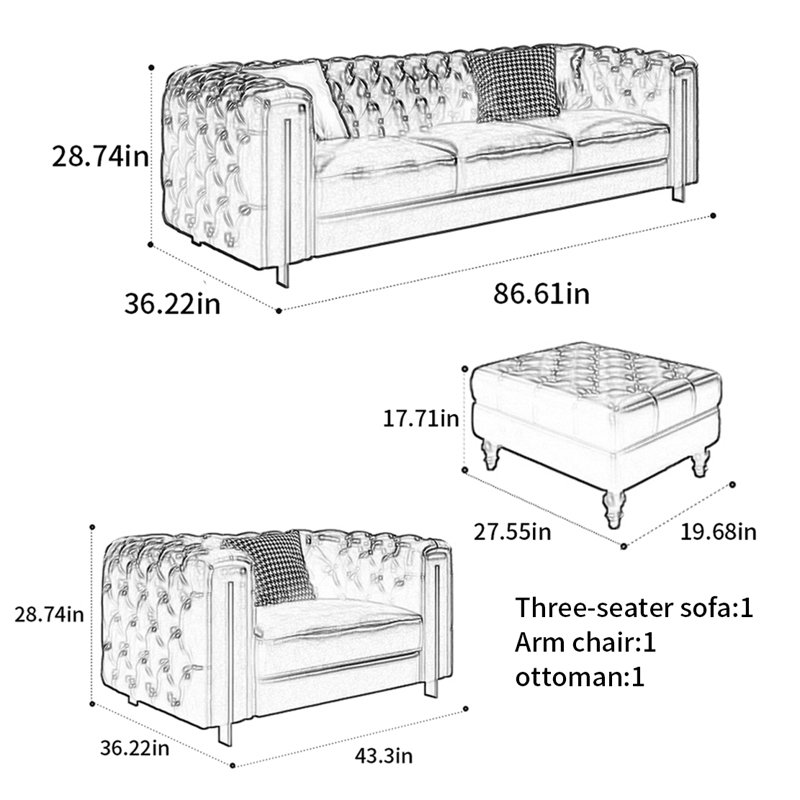 American straight - row retro sofa