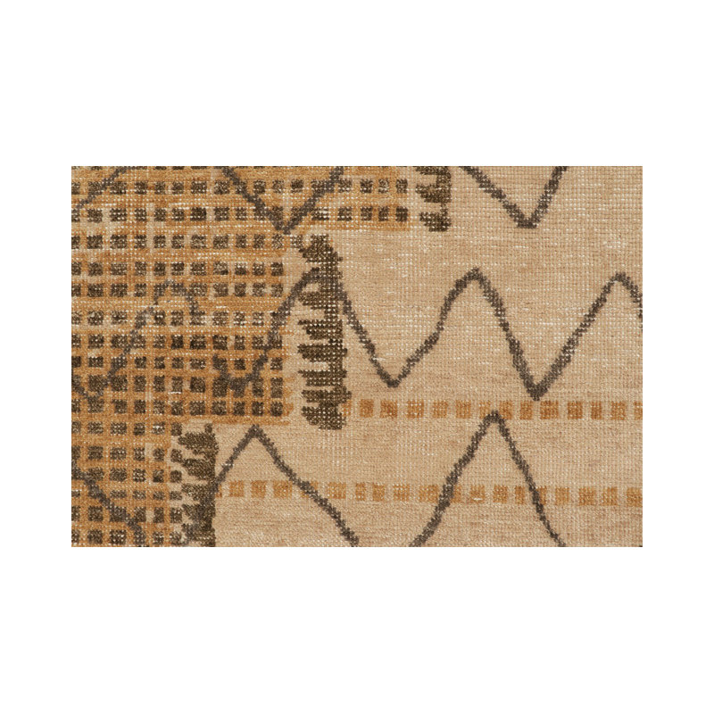 Distressed Homage Hand Knotted Wool Geometric Area Rug, Runner 3' x 8'