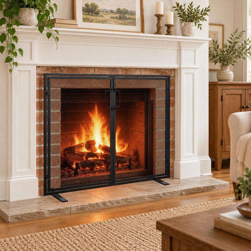 1 Panel Iron Fireplace Screen