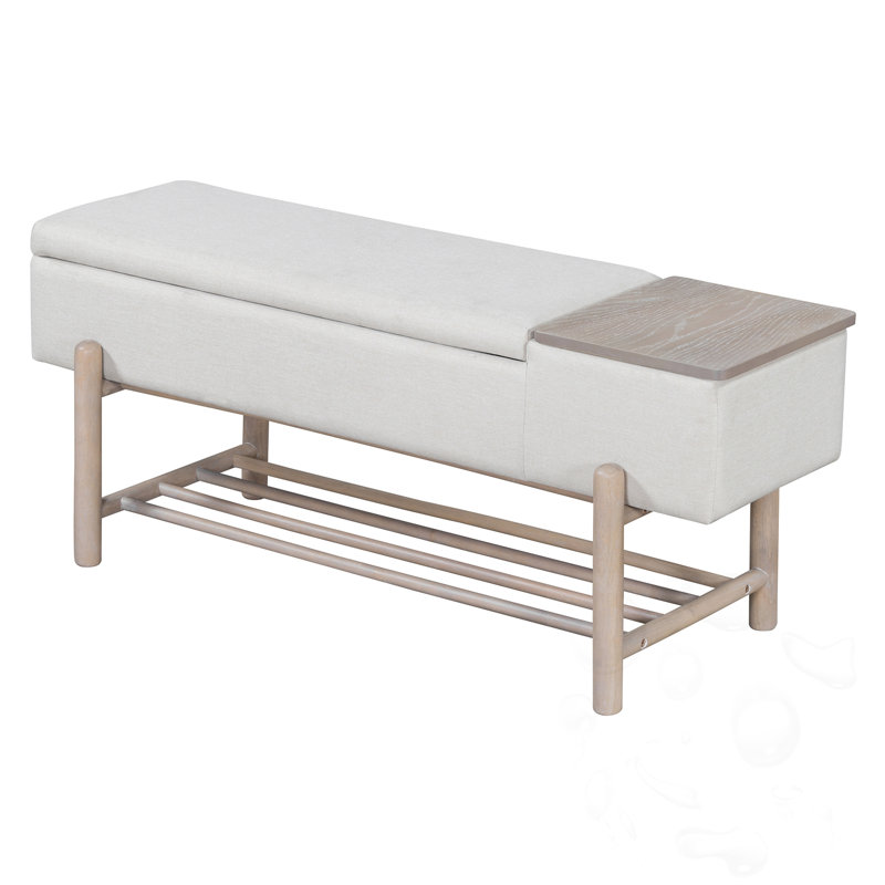 Banc de rangement rembourré avec compartiment caché, Naturel