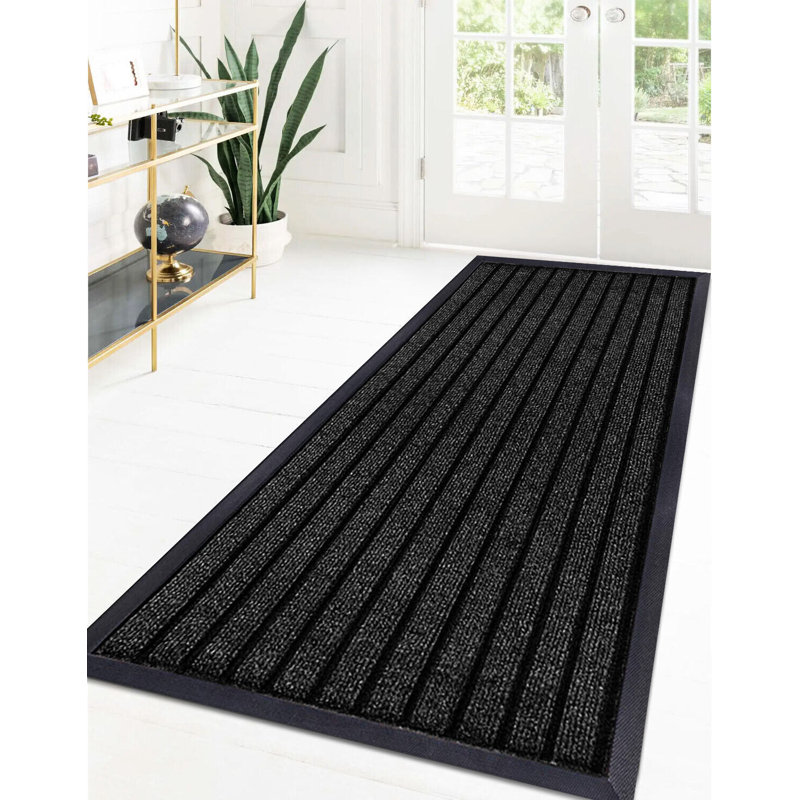 Non-Slip Indoor Outdoor Door Mat, Black, Rectangle 60 x 180 cm