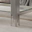 Tempered glass coffee table with double layers and mirror-finished stainless steel frame, durable and elegant
