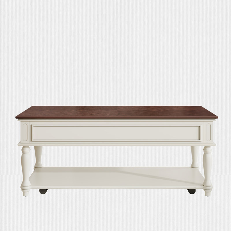 Single Rectangular Coffee Table With Storage, White, Gray