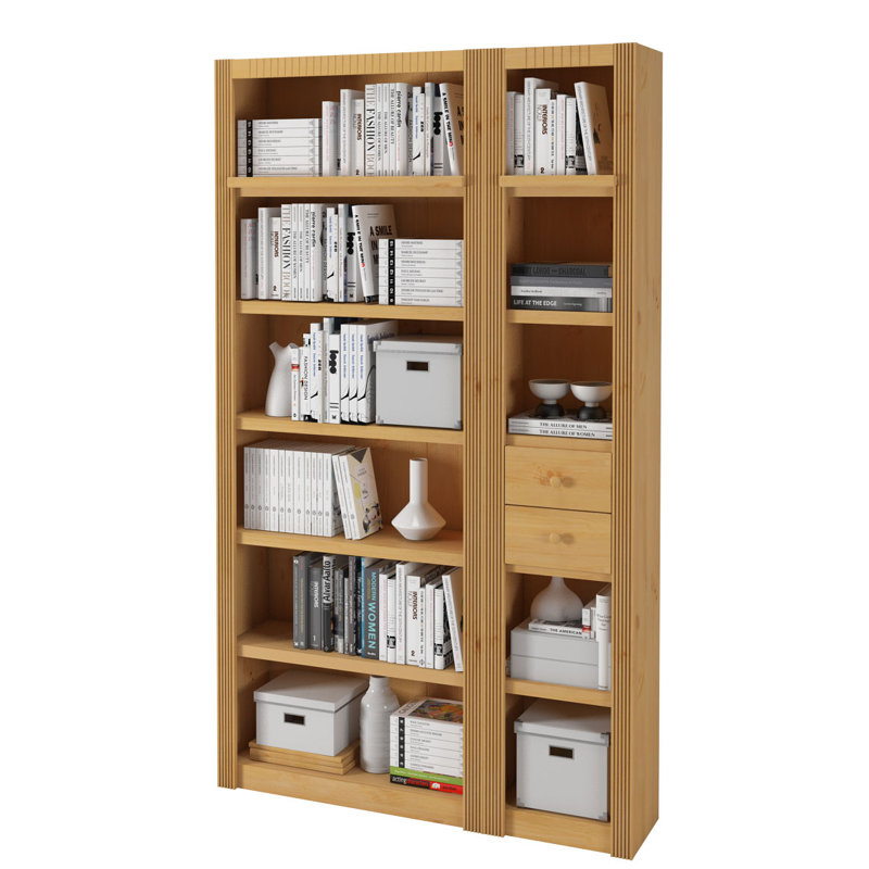Elona 213 cm H x 128 cm W Solid Wood Library Bookcase, Stain Wax