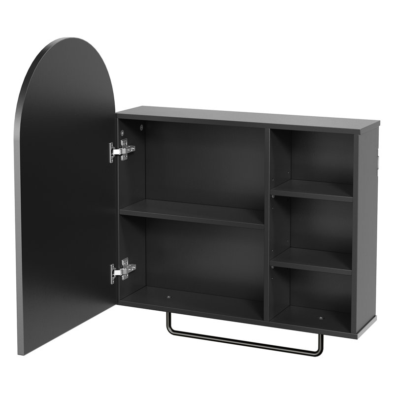Armoire de salle de bain avec miroir, Noir