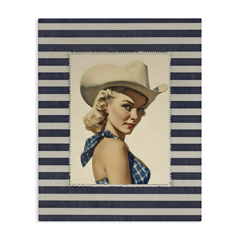 Toile rétro avec rayures de cow-boy, design par Arlington Prints, H 30 po x l 24 po