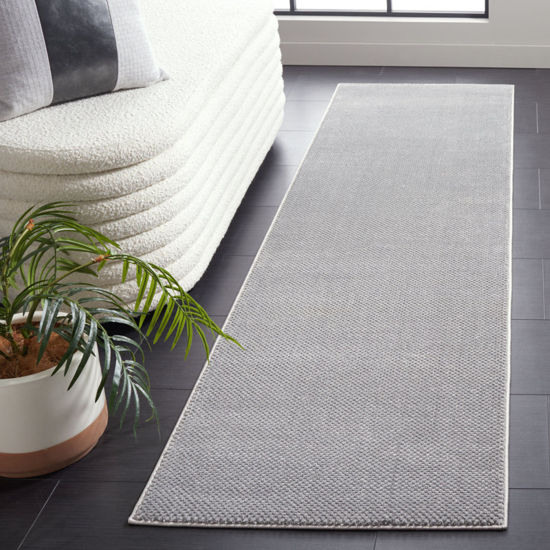Tapis gris foncé en polyester / polypropylène tissé à la machine, Tapis de couloir 2 pi 3 po x 8 pi