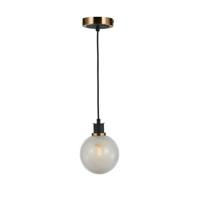 Rickey - 1-Light Pendant - Black - Brushed Brass - Glass