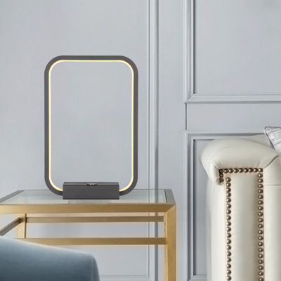 Modern Dimmable Led Bedside Lamp With Usb Port, Touch Control Rectangular Table Bedroom Lamp For Bedroom