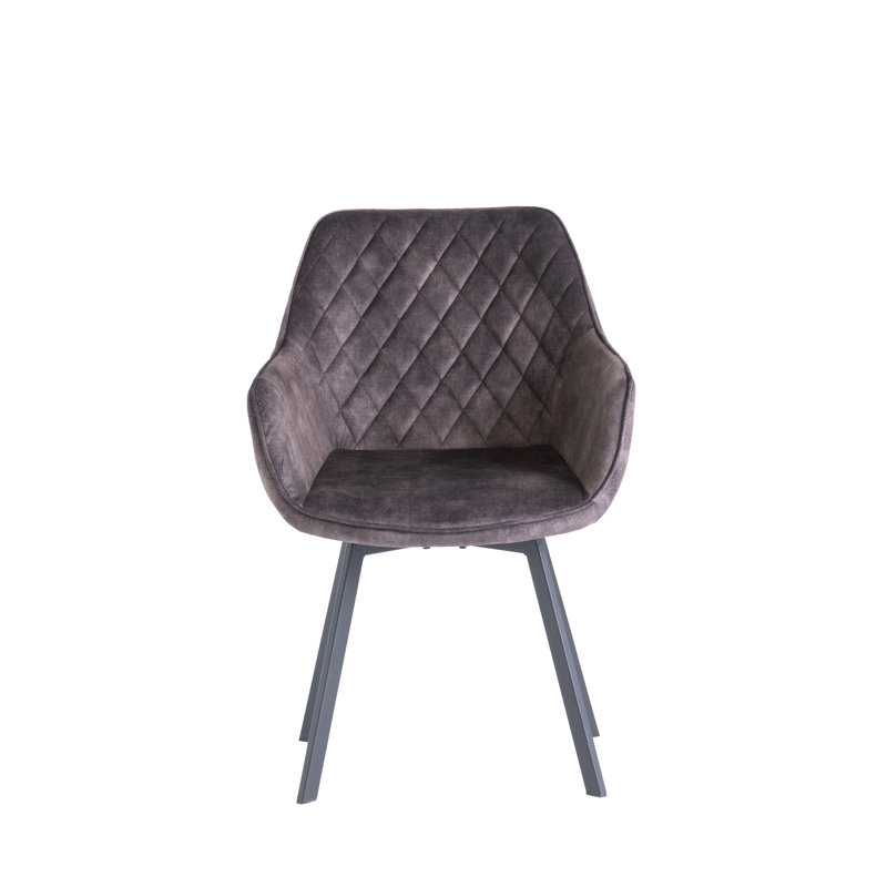 45cm H Velvet Upholstered Side Chair, Graphite