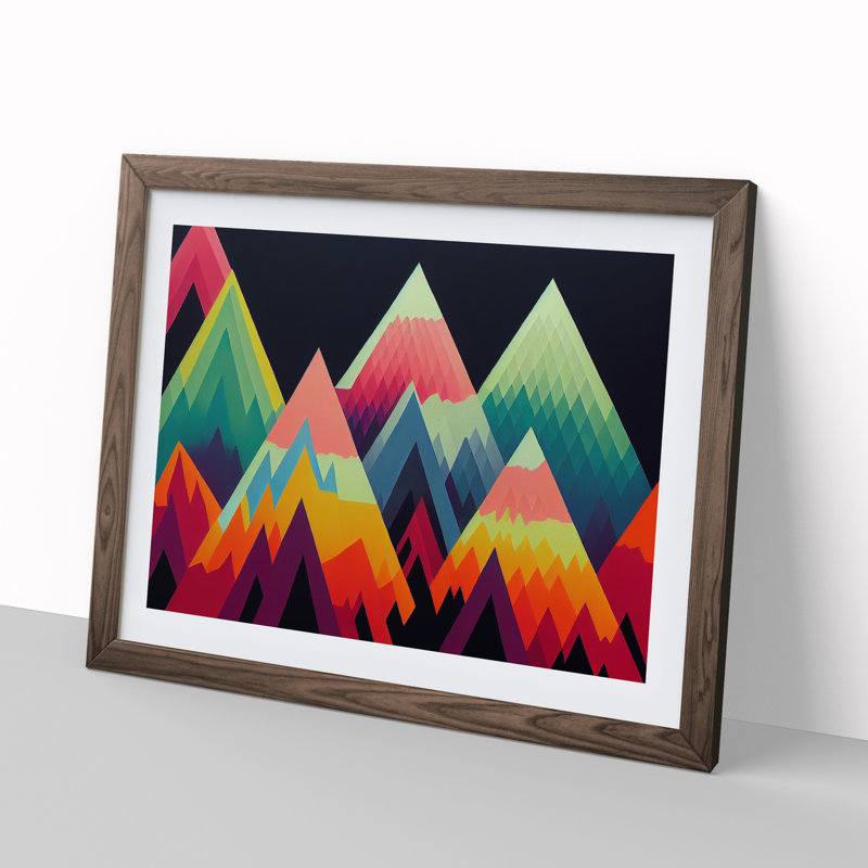 Geometric Pyramids Vol.1 Abstract - Single Picture Frame Print, Walnut Framed, 34cm H x 46cm W x 2cm D