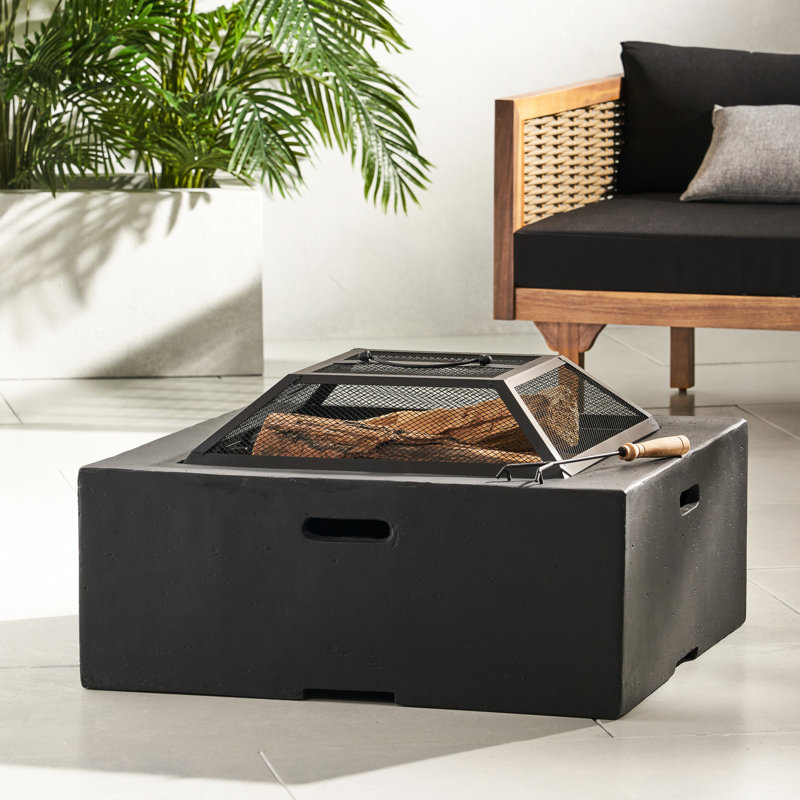 Poêle d'extérieur carré de 74 cm (29 po) - Gris foncé, confort de combustion du bois, profondeur et largeur de 72,1 cm (28,42 po), hauteur de 42,6 cm (16,78 po), poids de 23,9 kg (52,61 lb), foyer chauffant.