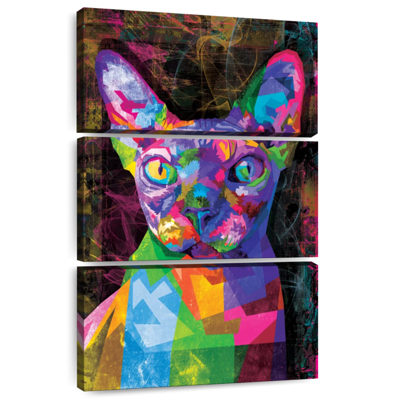 Brampt Sphynx Cat Multicolored Abstract, 32" H x 20" W