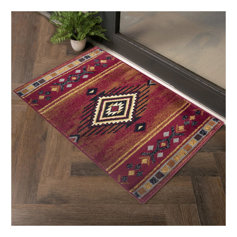 Tapis tribal rouge Sud-Ouest Tribes, Rectangle 7 pi 10 po x 10 pi 3 po