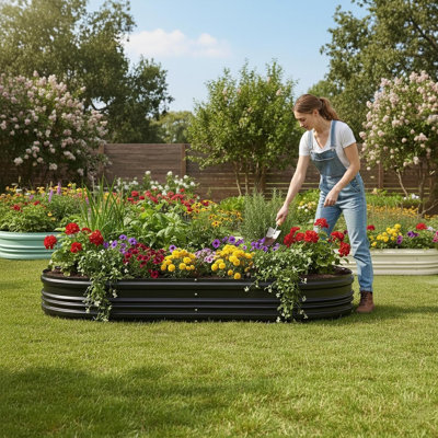 Lit de jardin surélevé galvanisé pour l'extérieur 2PK 8x4x1ft