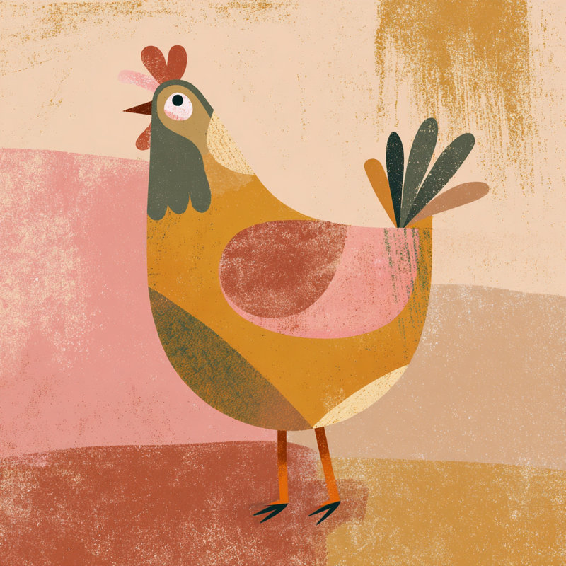 Art mural sur toile tendue Folk Hen IV, L 20 po x H 20 po x P 1,5 po