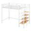 Lit mezzanine simple avec escalier et rangement, structure de lit mezzanine en métal avec tablette de rangement supérieure et escalier de rangement latéral-1983871723