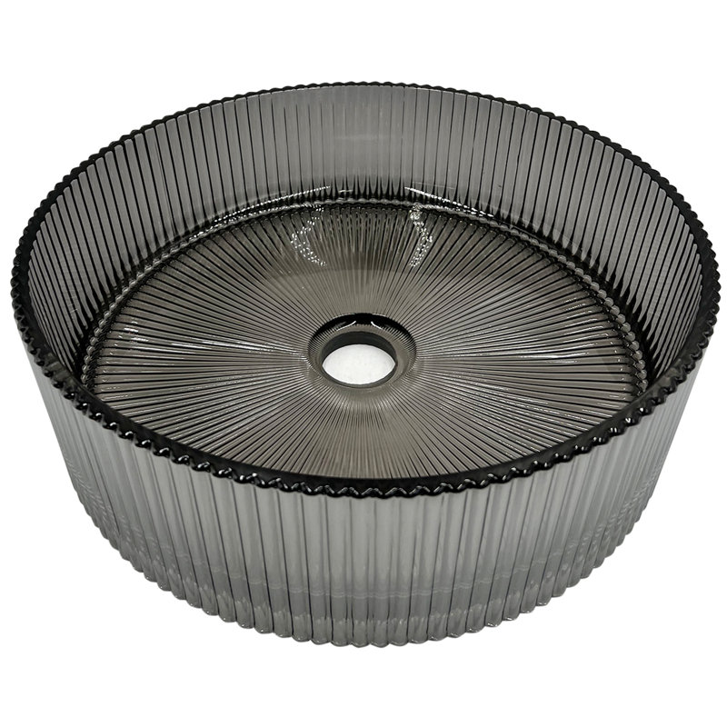 Timeless 14" Glass Circular Vessel Bathroom Sink, Light Black