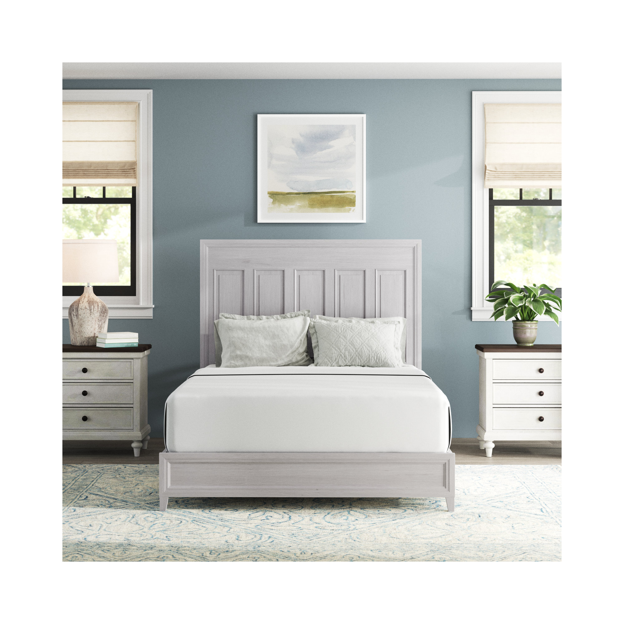 Neale Modern Farmhouse Bed, Queen, Buttermilk