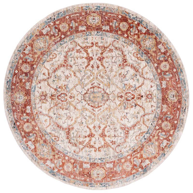 Tapis oriental ivoire / rouille, Rond 6 pi 4 po