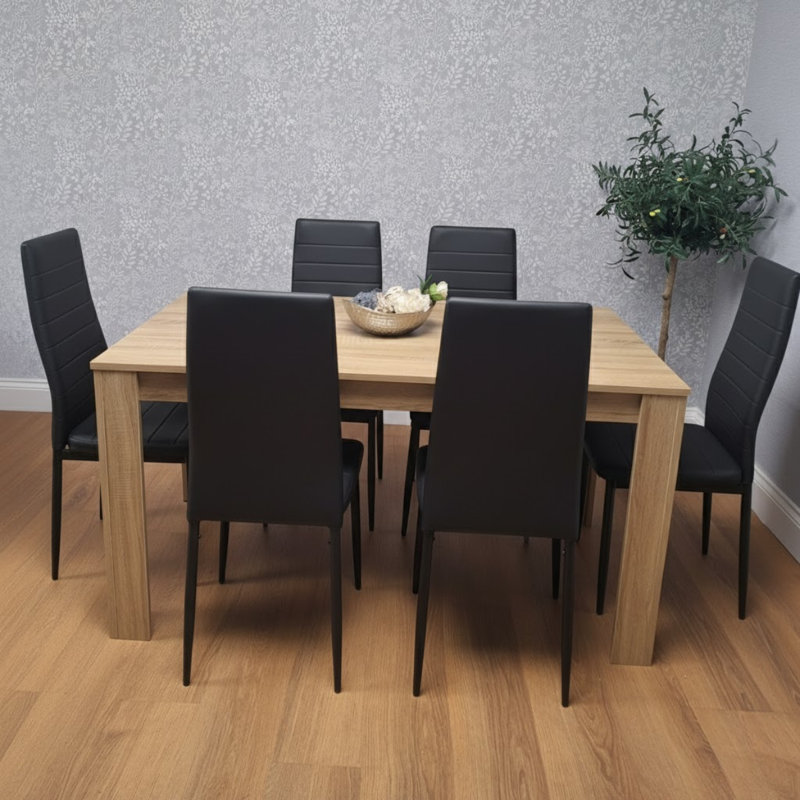 Anacelis 6 - Person Dining Set, Black 
