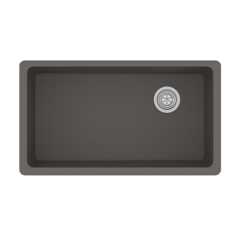 Évier de cuisine en granite L 33 po x l 19 po encastrable, Gris