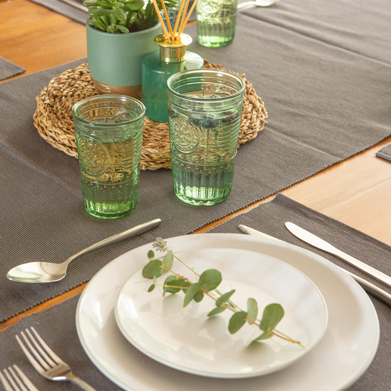 Nicola Spring - Cotton Fabric Placemats & Table Runner, Gray