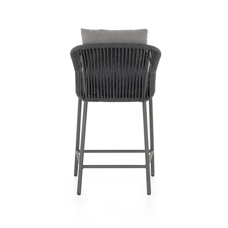Porto Patio Bar Stool, Charcoal, 26.5", Black
