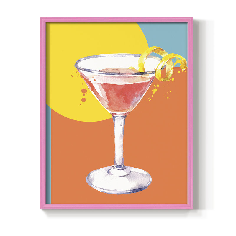 Cosmo, reproduction encadrée - bois massif, Rose, H 21 po x l 17 po