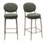 Ensemble de 2 tabourets de bar 29 po de hauteur avec siège et tabouret de bar rembourré en similicuir avec pieds dorés et chaises rondes (vert)
