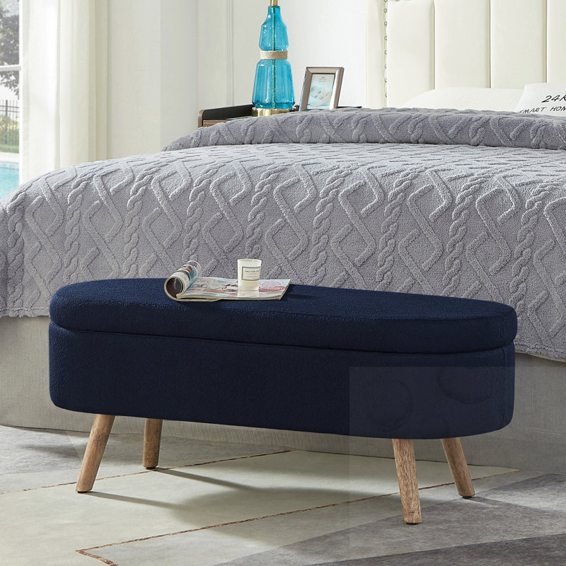 Banc de rangement rembourré avec couvercle relevable, Marine