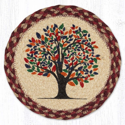  Rustic Tree of Life Round Jute Trivet – 10" Heat Resistant Table Mat