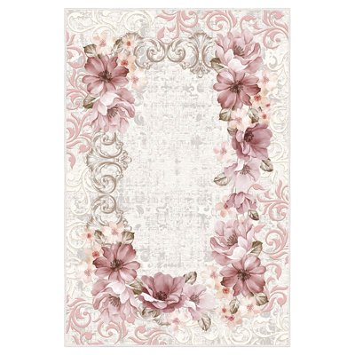 Luxurious Velvet Area Rug, 5.9 x 9.2 Feet | 100% Velvet Fabric, 100% Cotton Sole, 0.4 in Pile Height | Antibacterial, Non-Slip, Machine Washable | Elegant 3D Digital Print for Living Room & Bedroom Decor