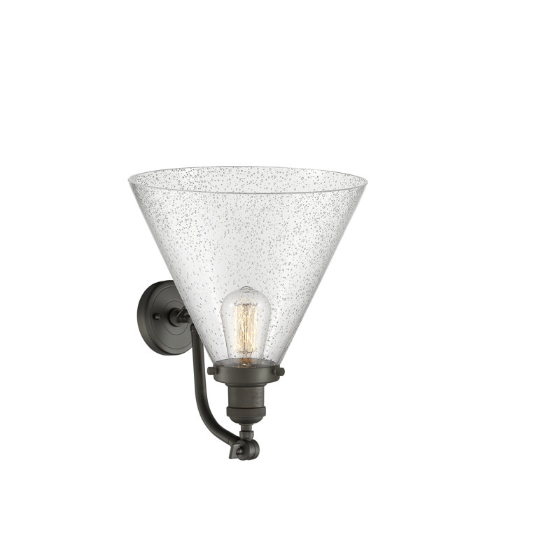 Applique murale 1 lumière Cone, Bronze frotté à l'huile, Grainé, Ampoule non incluse